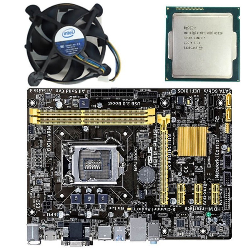 Kit placa de baza second hand Asus H81M Plus, Pentium G3220, Cooler