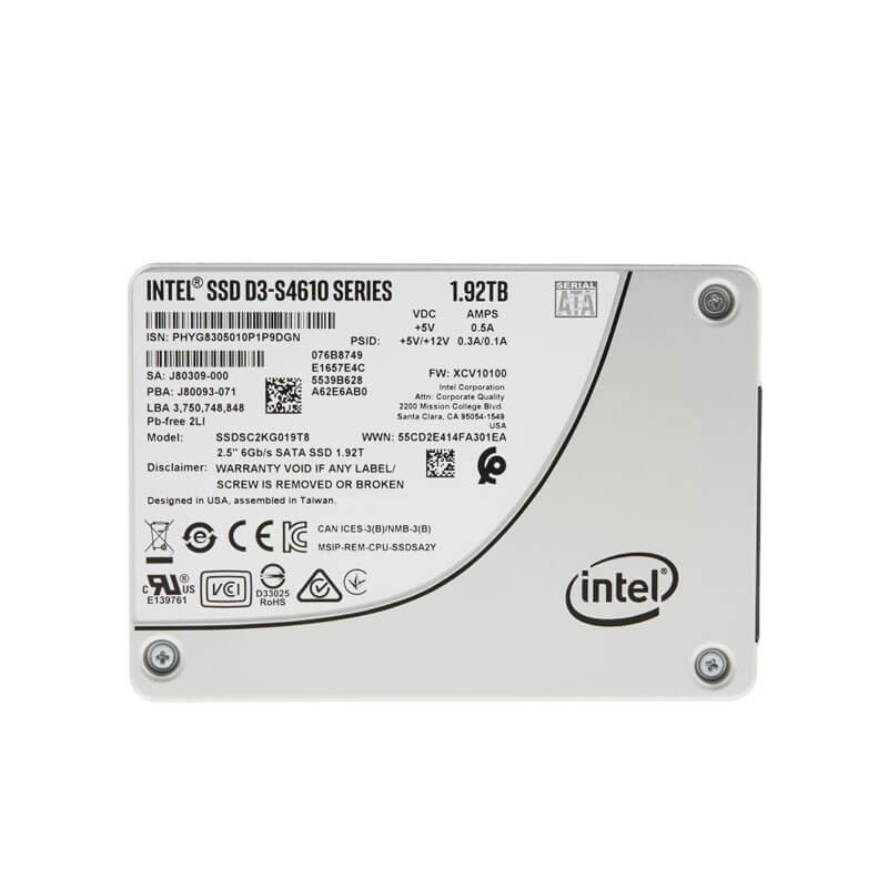 Solid State Drive (SSD) 1.92TB SATA 6.0Gb/s, Intel D3-S4610 Series