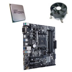 Kit Placa de Baza Asus PRIME A320M-A, AMD Hexa Core Ryzen 5 1600, Cooler