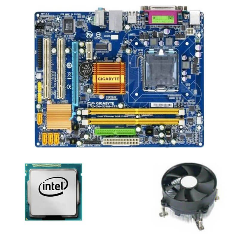 Kit Placa de Baza Gigabyte GA-G31M-ES2L, Intel Pentium E2220, Cooler